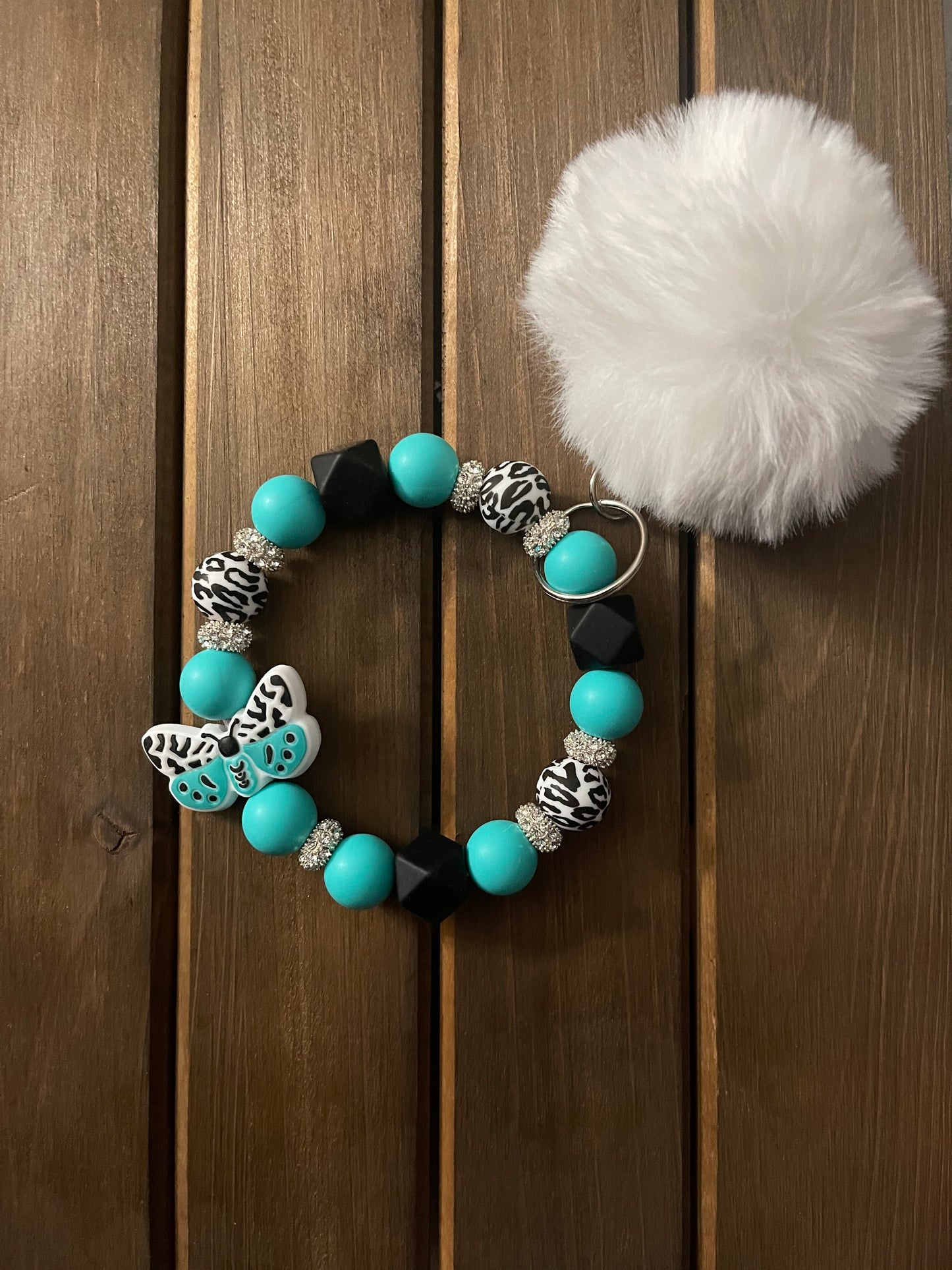 Teal Cheetah Wristlet (with or without butterfly)