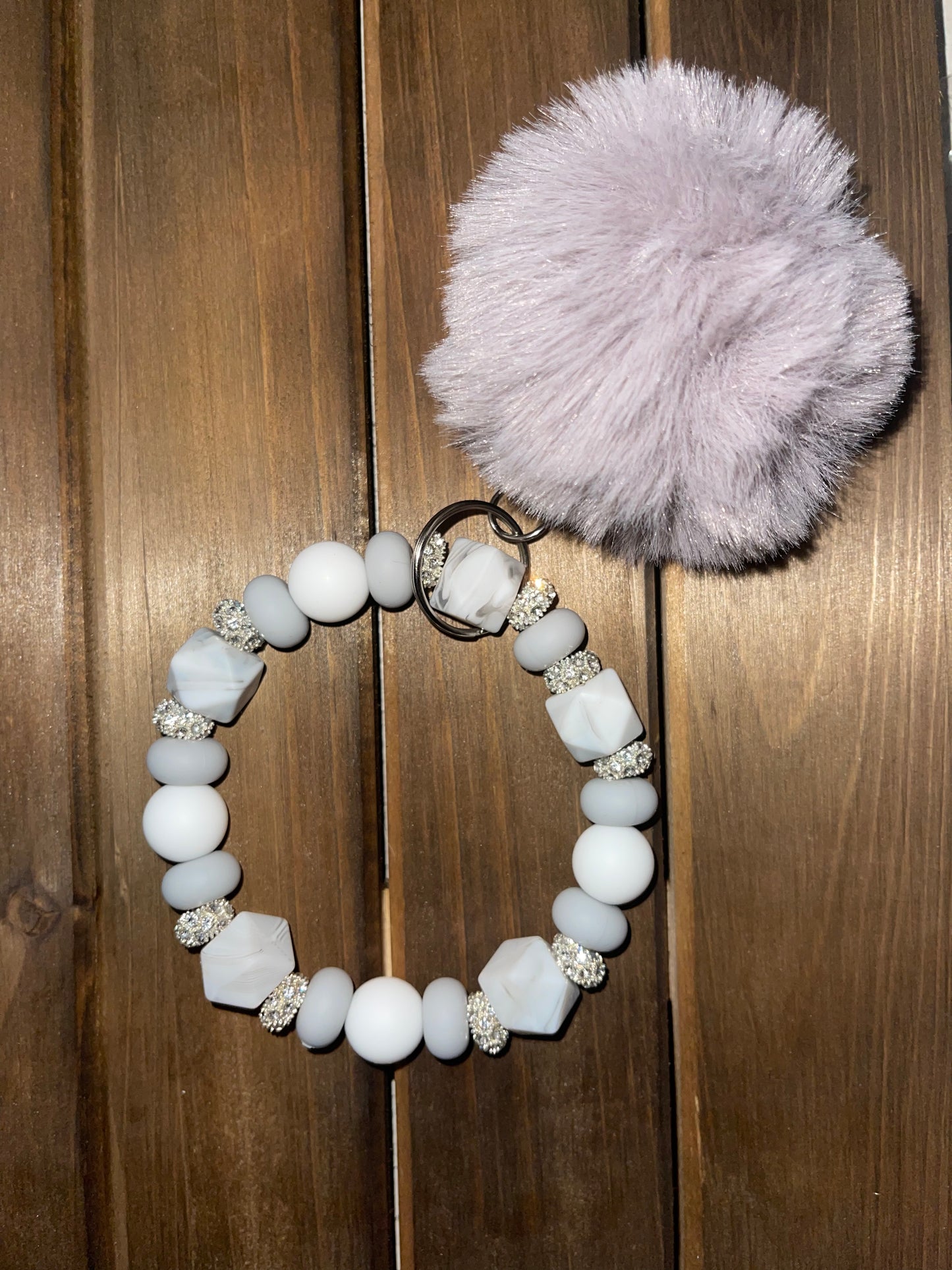 Grey Marble Bling Wristlet