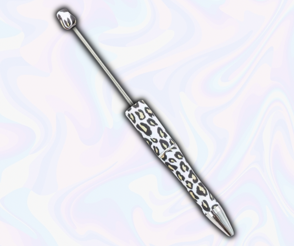 White Leopard Print Pen