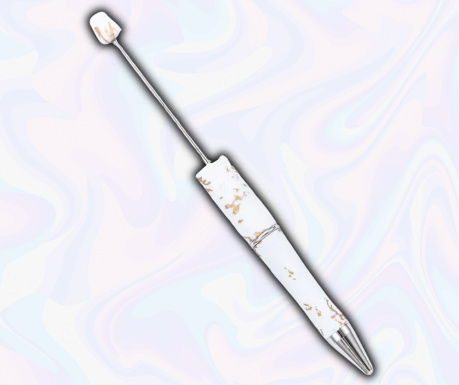 White & Gold Marble Print Pen