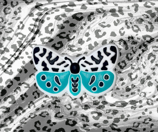 Exclusive Teal Leopard Print Butterfly Focal